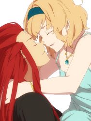 Rule 34 | 1boy, 1girl, asch (tales), blonde hair, couple, closed eyes, face-to-face, hairband, hetero, jewelry, long hair, mifuta, natalia luzu kimlasca lanvaldear, necklace, pendant, red hair, short hair, sidelocks, sketch, smile, tales of (series), tales of the abyss