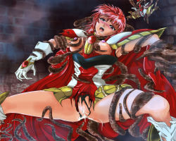 Rule 34 | 1990s (style), blush, censored, forced, magic knight rayearth, monster, no panties, red hair, shidou hikaru, spread legs, tentacles, torn clothes