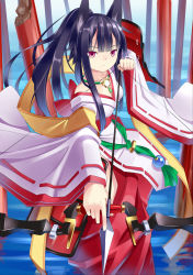 Rule 34 | animal ears, bow (weapon), japanese clothes, long hair, mikan (bananoha), miko, solo, weapon