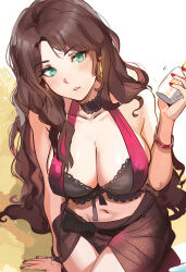 Rule 34 | 1girl, bare shoulders, bikini, breasts, brown hair, cleavage, collarbone, dorothea arnault, dorothea arnault (summer), female focus, fire emblem, fire emblem: three houses, fire emblem heroes, green eyes, hat, highres, large breasts, long hair, looking at viewer, navel, nintendo, official alternate costume, ormille, sarong, solo, swimsuit