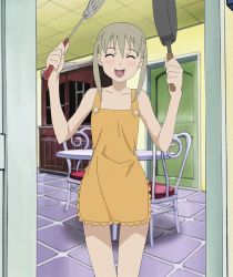 Rule 34 | apron, blonde hair, highres, maka albarn, naked apron, smile, solo, soul eater, third-party edit