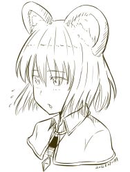 Rule 34 | 1girl, animal ears, capelet, dated, jewelry, kawashina (momen silicon), monochrome, mouse ears, nazrin, pendant, short hair, simple background, solo, touhou, upper body, white background