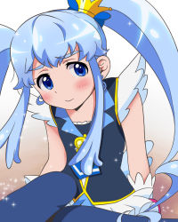 Rule 34 | 10s, 1girl, blue eyes, blue hair, blush, crown, cure princess, earrings, happinesscharge precure!, jewelry, matching hair/eyes, precure, shirayuki hime, sitting, solo, twintails