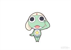 Rule 34 | 1boy, black eyes, frog, game cg, hat, keroro, keroro gunsou, looking at viewer, no humans, official art, open mouth, simple background, solo, star (symbol), summons board
