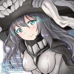 Rule 34 | 1girl, abyssal ship, blue eyes, bodysuit, breasts, closed mouth, glowing, glowing eyes, hat, headgear, kantai collection, kayama kenji, long hair, looking at viewer, silver hair, smile, solo, wo-class aircraft carrier