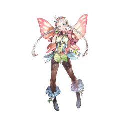 Rule 34 | 1girl, ahoge, artist request, black pantyhose, blue eyes, blue flower, braid, breasts, butterfly wings, capelet, dress, fire emblem, fire emblem fates, fire emblem heroes, flower, full body, green bracelet, hair flower, hair ornament, hairband, insect wings, long hair, looking at viewer, low twin braids, medium breasts, nina (fire emblem), nina (resplendent) (fire emblem), nintendo, official alternate costume, pantyhose, parted bangs, pink capelet, pink flower, solo, third-party source, turtleneck, twin braids, white flower, white hair, wings