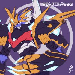 Rule 34 | absurdres, angry, armor, claws, digimon, digimon (creature), highres, imperialdramon, imperialdramon fighter mode, original, red eyes, sharp teeth, teeth, white hair, x-antibody