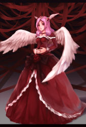 Rule 34 | 00s, 1girl, adapted costume, alternate costume, angel wings, bow, choker, cure passion, dress, flower, fresh precure!, frilled dress, frilled sleeves, frills, hair ornament, head wings, heart, heart hair ornament, higashi setsuna, highres, labombardier!, long hair, long sleeves, magical girl, pink hair, precure, red dress, red eyes, red flower, red rose, ribbon, rose, solo, tiara, waist bow, wings