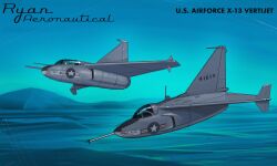 Rule 34 | absurdres, aircraft, airplane, canopy (aircraft), commentary, english commentary, flying, highres, jet, no humans, original, roundel, tungsten hale, united states air force, vehicle focus, x-13 vertijet