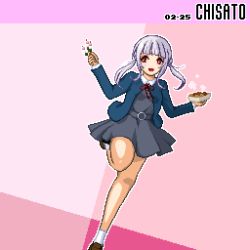 Rule 34 | 1girl, arashi chisato, artist name, artist request, bare legs, belt, black socks, blue cardigan, blue jacket, blush, bow, bowtie, breasts, brown footwear, buttons, cardigan, collared shirt, cropped jacket, double bun, dress, dress shirt, female focus, floating hair, food, grey belt, grey shirt, grey skirt, hair bun, hair tie, holding, holding plate, jacket, long hair, long sleeves, looking at viewer, love live!, love live! superstar!!, miniskirt, neck ribbon, noeejang, o-ring, o-ring belt, parted lips, pink background, plaid, plaid skirt, plate, pleated, pleated skirt, red bow, red eyes, red ribbon, ribbon, school uniform, shirt, shoes, skirt, small breasts, smile, socks, solo, standing, standing on one leg, takoyaki, twintails, wavy hair, white hair, white shirt, wing collar, yuigaoka school uniform