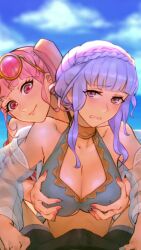 1boy 2girls animated assisted_paizuri bad_id bad_reddit_id beach berg-yb bikini bisexual_female blue_bikini blue_hair blue_sky breasts breasts_squeezed_together clothed_female_nude_male cum cum_on_body cum_on_breasts cum_on_upper_body ejaculation erection eyewear_on_head female_collaborator ffm_threesome fire_emblem fire_emblem:_three_houses fire_emblem_heroes grabbing_another&#039;s_breast groping group_sex head_out_of_frame hetero highres hilda_valentine_goneril hilda_valentine_goneril_(summer) large_breasts live2d looking_at_viewer marianne_von_edmund marianne_von_edmund_(summer) matching_hair/eyes moaning multiple_girls nervous nintendo nipples nude ocean official_alternate_costume paizuri penis pink-tinted_eyewear pink_bikini pink_eyes pink_hair pov pov_crotch shy sky sound sunglasses sunglasses_on_head swimsuit threesome tinted_eyewear unaligned_breasts uncensored upper_body video