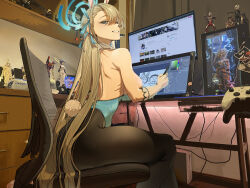 Rule 34 | 1girl, absurdres, animal ears, armpit crease, artoria pendragon (all), artoria pendragon (fate), asuna (blue archive), asuna (bunny) (blue archive), ayanami rei, azur lane, backless leotard, black pantyhose, blonde hair, blue archive, blue eyes, blue halo, blue leotard, breasts, cable, chair, character request, chinese commentary, curtains, desk, desktop, doodle sensei (blue archive), dragon ball, dragonball z, drawing tablet, eva 01, evangelion: 3.0 you can (not) redo, fake animal ears, fate/stay night, fate (series), figure, from side, gloves, grin, hair ribbon, halo, highres, holding, holding stylus, large breasts, le malin (azur lane), le malin (listless lapin) (azur lane), leotard, long hair, looking at viewer, monitor, neon genesis evangelion, office chair, pantyhose, photo background, playboy bunny, plugsuit, rabbit ears, rabbit tail, rebuild of evangelion, ribbon, saber alter, sensei (blue archive), shelf, sitting, smile, solo, son goku, stylus, super saiyan, swivel chair, tail, thighs, ultra series, ultraman, uthspsk, very long hair, white gloves, xbox controller
