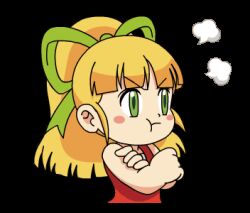 Rule 34 | angry, animated, animated gif, artist request, blonde hair, capcom, dress, long hair, looking at viewer, lowres, mega man (classic), mega man (series), one eye closed, ponytail, pout, red dress, ribbon, roll (mega man), simple background, tongue, tongue out, transparent background