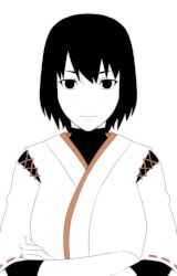 Rule 34 | 10s, 1girl, black hair, crossed arms, female focus, hyuuga (kancolle), japanese clothes, kantai collection, limited palette, looking at viewer, monochrome, neko majin, short hair, sketch, smile, solo, spot color, upper body, white background