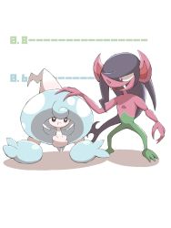Rule 34 | :t, closed mouth, commentary request, creatures (company), fangs, game freak, gen 8 pokemon, hattrem, height chart, highres, legs apart, morgrem, nintendo, open mouth, headpat, pokemon, pokemon (creature), shabana may, smile, standing, toes, tongue