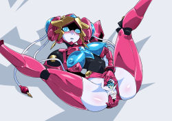 Rule 34 | 00s, 1girl, aftersex, android, anus, armor, ass, blue eyes, breasts, censored, cum, cum in pussy, curvy, female focus, go okusaer, legs up, leotard, looking at viewer, lying, mecha, nipples, no humans, pochincoff, pussy, pussy juice, robot, shinkon gattai godannar!!, smile, spread anus, spread legs, spread pussy
