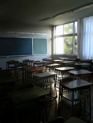 Rule 34 | chalkboard, curtains, desk, no humans, realistic, scenery, school, tree, window, yume32ki, yumemizuki