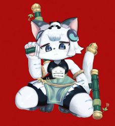 Rule 34 | 1girl, artist request, blue eyes, cat, cat busters, chinese clothes, furry, furry female, nyaorin (cat busters), panda, solo, weapon