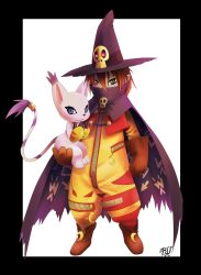 Rule 34 | absurdres, animal ears, cat, cat ears, digimon, digimon (creature), gloves, hat, highres, holy ring, skull, tail, tailmon, wizard, wizard hat, wizarmon
