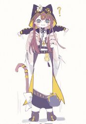 Rule 34 | :3, ?, animal, animalization, arknights, armpit carry, black jacket, blue eyes, blush, brown hair, cat, closed mouth, commentary, corrupted twitter file, english commentary, flower, holding, holding animal, hood, hood up, hooded jacket, jacket, long hair, long sleeves, longcat (meme), looking at viewer, meme, motion lines, outstretched arms, pepe (arknights), simple background, sketch, smile, spread arms, taoer., two-sided fabric, two-sided jacket, white background, white flower, yellow jacket