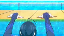 Rule 34 | 10s, 1girl, animated, animated gif, anime screenshot, ass, back, bodysuit, formal, kaminashi nozomi, keijo!!!!!!!!, latex, lowres, rubber, solo, tight clothes, training suit, water