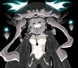 Rule 34 | 10s, 1girl, abyssal ship, aqua eyes, bodysuit, breasts, cape, gloves, kantai collection, large breasts, monster, pale skin, personification, silver hair, solo, staff, turret, usamimi (usamimiok), usamimiok, wo-class aircraft carrier