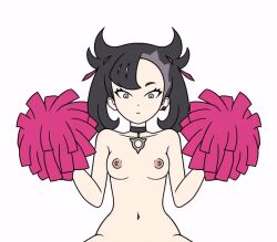 animated animated_gif black_hair breasts gravelurker implied_sex jewelry marnie_(pokemon) necklace nipples nude pom_pom_(cheerleading) riding