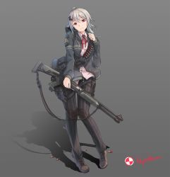 Rule 34 | 12-gauge, 1girl, absurdres, ammunition, benelli armi spa, benelli m4 super 90, chinese commentary, combat shotgun, commentary request, cross hair ornament, explosive, full body, grenade, gun, hair ornament, handgun, highres, holding, holding gun, holding weapon, holster, holstered, hood, hoodie, lolipantherwww, original, pigeon-toed, pinstripe legwear, pinstripe pattern, pistol, pump-action shotgun, pump action, red eyes, red ribbon, ribbon, semi-automatic firearm, semi-automatic shotgun, shadow, shotgun, shotgun shell, signature, simple background, solo, striped, weapon, white background