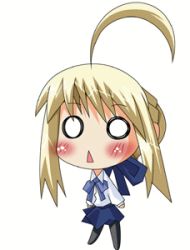 Rule 34 | 00s, ahoge, animated, animated gif, artoria pendragon (all), artoria pendragon (fate), blouse, chibi, fate/stay night, fate (series), helicopter hair, helicopterhair, huge ahoge, lowres, pantyhose, saber (fate), shirt, solo