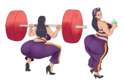 Rule 34 | 1girl, absurdres, ass, black hair, breasts, from behind, highres, huge ass, large breasts, long hair, looking at viewer, looking back, nico robin, one piece, solo, sunnysundown, tagme, thick thighs, thighs, wide hips