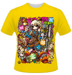 Rule 34 | 1girl, blonde hair, chain, character name, english text, female focus, green eyes, kneeling, long hair, looking at viewer, ootori kohaku, personification, project.c.k., shirt, solo, straight hair, unity-chan, unity (game engine), weapon