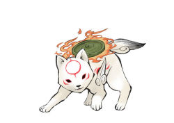 Rule 34 | capcom, chibiterasu, dog, official art, ookami (game), ookamiden, puppy, weapon, wolf