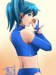 Rule 34 | 1girl, bad id, bad pixiv id, blue eyes, blue hair, matching hair/eyes, mots, original, ponytail, short twintails, solo, twintails