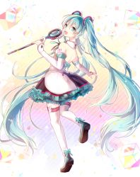 Rule 34 | 1girl, absurdly long hair, detached sleeves, from behind, full body, hatsune miku, long hair, magical mirai (vocaloid), magical mirai miku, magical mirai miku (2017), open mouth, skirt, solo, thighhighs, twintails, very long hair, vocaloid, yoishi (fuchi39)