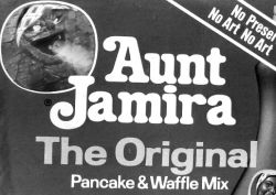 Rule 34 | aunt jemima, bandana, english text, fire, food, jamira, joestar3, lowres, monochrome, monster, pancake, parody, retro artstyle, ultra series, united states