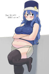 Rule 34 | 1girl, belly, blue eyes, blue hair, blush, breasts, fairy tail, juvia lockser, large breasts, long hair, plump, solo