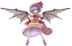 Rule 34 | 1girl, absurdres, bad id, bad pixiv id, female focus, full body, hat, highres, mob cap, remilia scarlet, solo, thighhighs, touhou, transparent background, white thighhighs, wings, yy