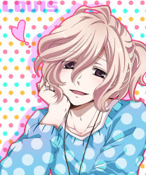 Rule 34 | 10s, 1boy, asahina louis, bishounen, blonde hair, brothers conflict, brown eyes, character name, heart, highres, iroha (hime0x0), long hair, male focus, smile, solo, sweater