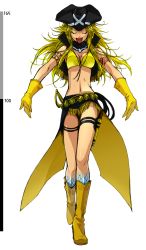 Rule 34 | 1girl, :d, bikini, bikini top only, blonde hair, boots, breasts, cleavage, closed eyes, freckles, full body, gloves, gun, handgun, hat, height chart, hip cape, holster, ishikawa yuga, jewelry, long hair, medium breasts, mermaid, midriff, monster girl, navel, necklace, open mouth, pirate, pirate hat, pixiv, pixiv fantasia, pixiv fantasia 5, scales, sheath, sheathed, smile, solo, swimsuit, sword, tattoo, thigh holster, transparent background, waist cape, weapon, yellow bikini