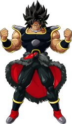 Rule 34 | 1boy, absurdres, armor, arms at sides, black eyes, black hair, broly (dragon ball super), dragon ball, dragon ball fighterz, dragon ball super, dragon ball super broly, expressionless, frown, highres, jewelry, looking away, male focus, necklace, official art, pants, purple legwear, purple pants, recolor, scar, short hair, simple background, spiked hair, standing, upper body, white background, wristband