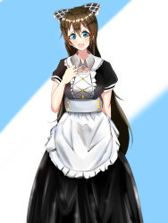 Rule 34 | 1girl, apron, aqua eyes, artist name, artist request, black bow, black dress, black skirt, blue eyes, blush, bow, breasts, brown hair, buttons, center frills, checkered bow, checkered clothes, collarbone, collared dress, dress, female focus, frilled apron, frilled bow, frills, hair between eyes, half updo, high ponytail, highres, long hair, looking at viewer, love live!, love live! nijigasaki high school idol club, maid, maid apron, medium breasts, miniskirt, osaka shizuku, parted lips, plaid, plaid dress, plaid skirt, pleated, pleated dress, pleated skirt, ponytail, puffy short sleeves, puffy sleeves, short sleeves, skirt, smile, solo, white apron, wing collar