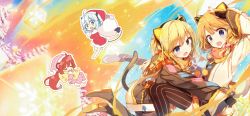Rule 34 | 4girls, :o, ahoge, album cover, animal ear headphones, animal ears, bad id, bad pixiv id, black gloves, blonde hair, blue eyes, blue hair, boots, cat ear headphones, cat ears, cat tail, chibi, closed eyes, commentary request, cover, dress, fake animal ears, fang, fingerless gloves, fingernails, fish hair ornament, gloves, hair ornament, hand up, hat, headphones, highres, horns, hugging object, long hair, long sleeves, low twintails, multiple girls, nail polish, open mouth, original, pajamas, paw print, pillow, pillow hug, red dress, red hair, sack, santa dress, santa hat, scarf, shnva, short hair, skirt, striped clothes, striped legwear, striped thighhighs, tail, thighhighs, twintails, vertical-striped clothes, vertical-striped legwear, vertical-striped thighhighs, yellow nails, zettai ryouiki