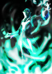 Rule 34 | 1boy, abstract, blue fire, bodysuit, fire, gloves, glowing, highres, image sample, limbo (warframe), male focus, mask, oberon826, pixiv sample, warframe, white gloves