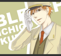 Rule 34 | 1boy, baccano!, bleach, character name, claire stanfield, claire stanfield (cosplay), copyright name, cosplay, gloves, hashi0322, hat, kurosaki ichigo, male focus, morita masakazu, orange hair, voice actor connection, short hair, solo, white gloves