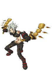 Rule 34 | .hack//, .hack//g.u., .hack//link, 00s, 1boy, bandai, bare shoulders, belt, blade, boots, cyber connect 2, dual wielding, full body, gloves, grey hair, haseo, haseo (.hack//), holding, male focus, midriff, navel, official art, red eyes, simple background, smile, smirk, solo, tattoo, weapon, white background