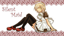 Rule 34 | ahoge, black thighhighs, blonde hair, heather mason, maid, maid headdress, mary janes, shoes, short hair, silent hill, silent hill (series), silent hill 3, sitting, solo, thighhighs, yellow eyes