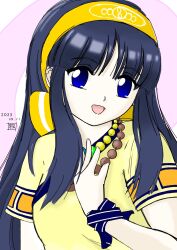 Rule 34 | 1girl, ainu clothes, blue eyes, blue hair, breasts, fingerless gloves, gloves, hair ribbon, hand on own chest, highres, long hair, looking at viewer, nakoruru, official alternate costume, ribbon, samurai spirits, small breasts, smile, snk, solo, the king of fighters
