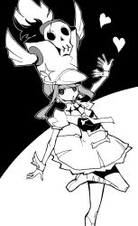 Rule 34 | 1girl, band uniform, boots, dowman sayman, greyscale, hat, heart, highres, jakuzure nonon, kill la kill, looking at viewer, monochrome, open mouth, outstretched arms, solo, wrist cuffs