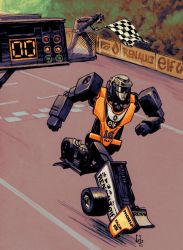 Rule 34 | 1boy, 2003, a-loft-on-cybertron, checkered flag, dated, flag, gobots, headgear, machine robo, mecha, official style, racetrack, racing, realistic, retro artstyle, robot, running, scan, science fiction, signature, slicks, traditional media