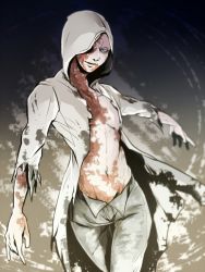 Rule 34 | 1boy, aimf, hood, jacket, male focus, open clothes, open jacket, ruvik, scar, solo, the evil within